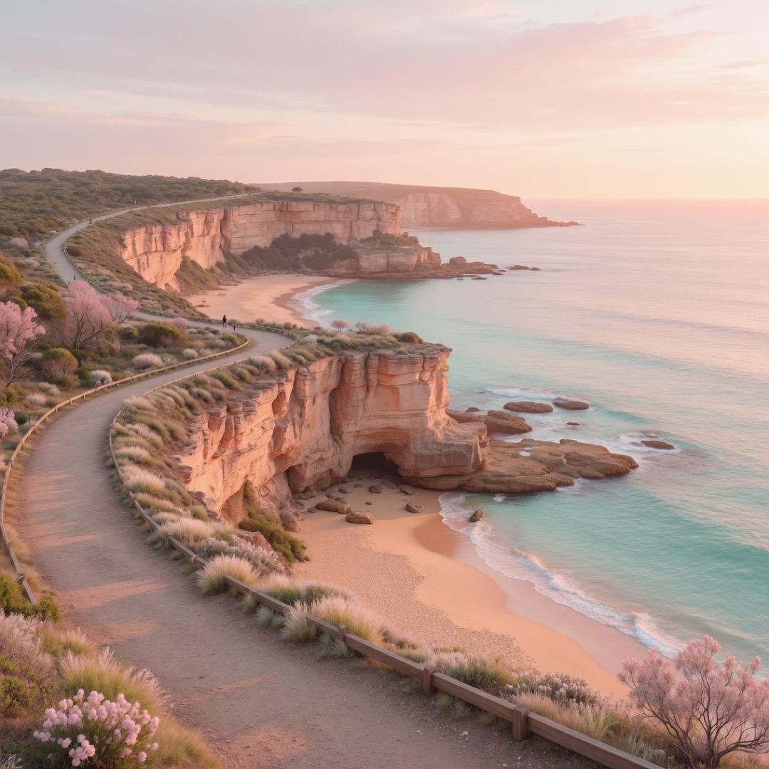 The cliff path of the Bondi to Coogee walk above the ocean