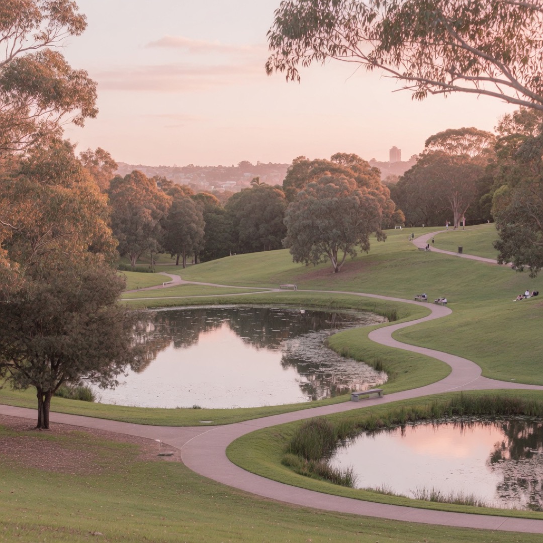 The ponds and hills of Sydney Park in Alexandria
