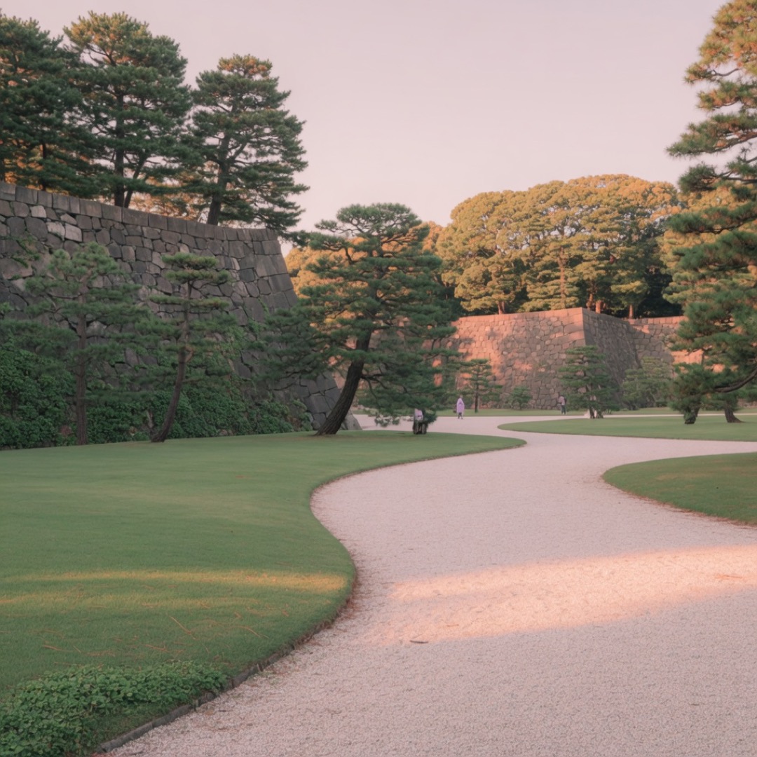Stone walls and greenery in the Imperial Palace East Gardens