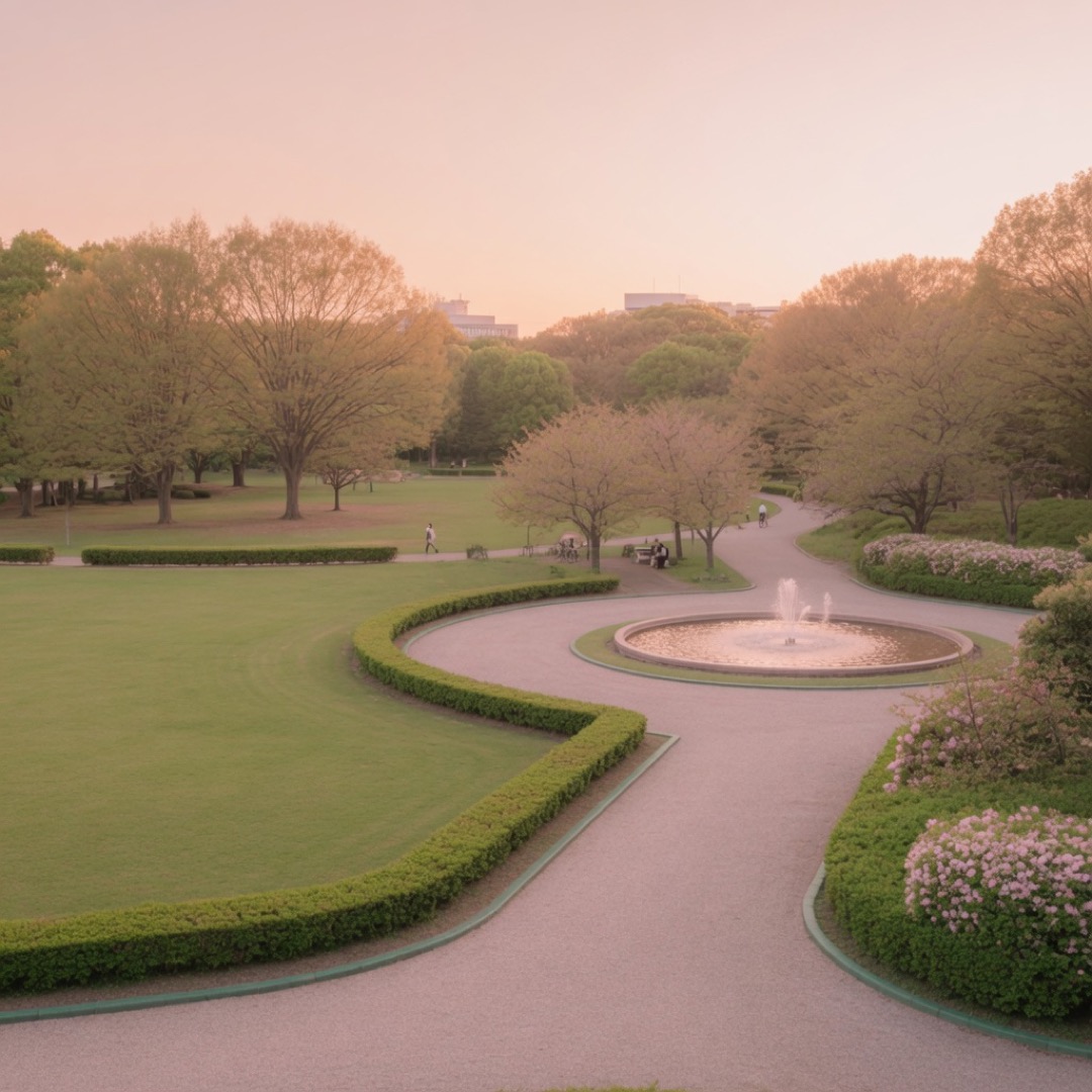 Paths and greenery in Hibiya Park, Tokyo