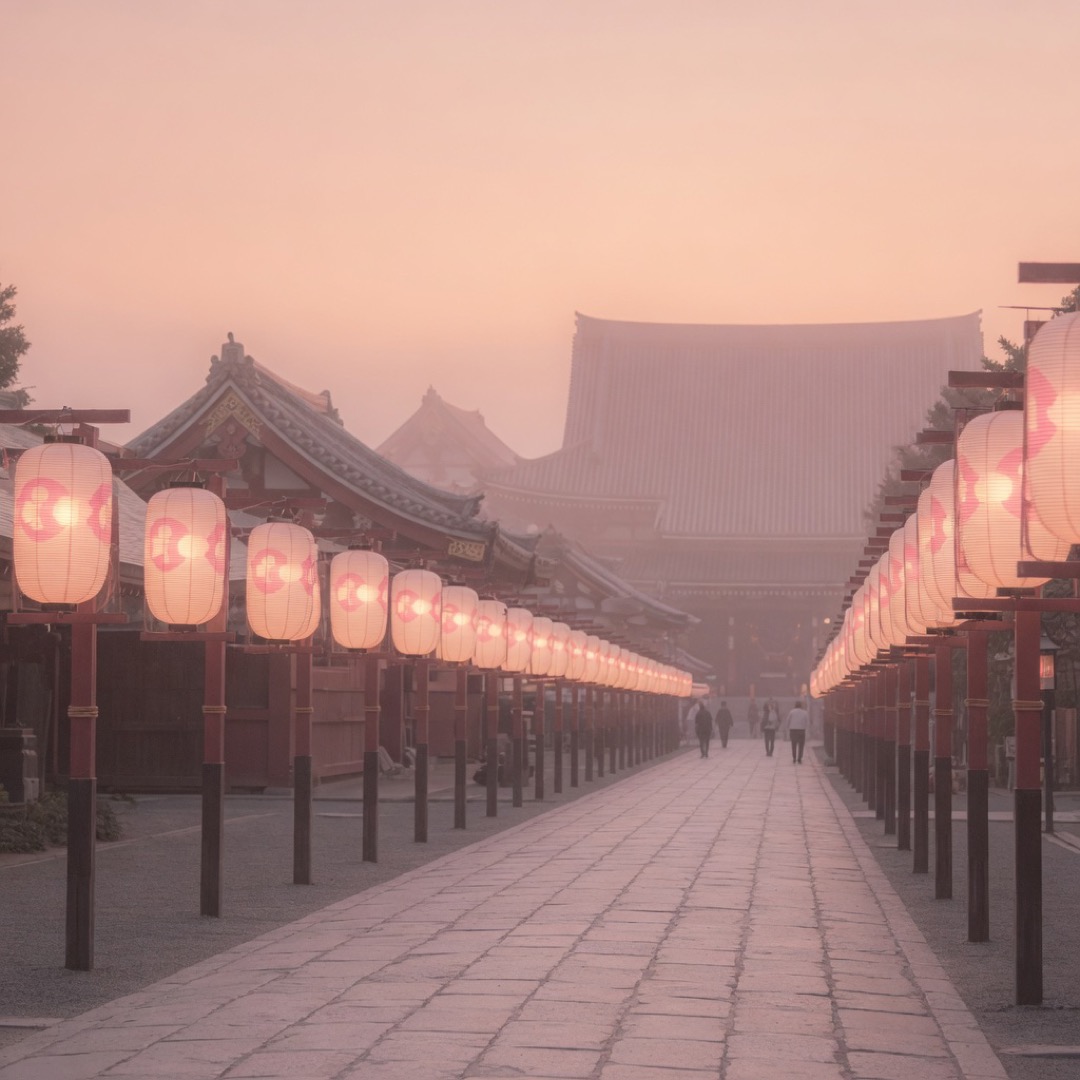 Lantern-lined outer approach near Senso-ji in Asakusa
