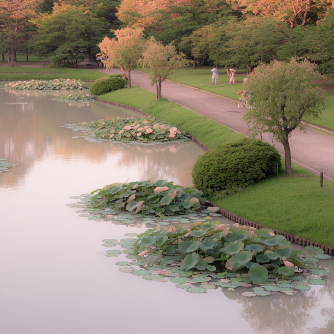 Pond and trees in Ueno Park, Tokyo