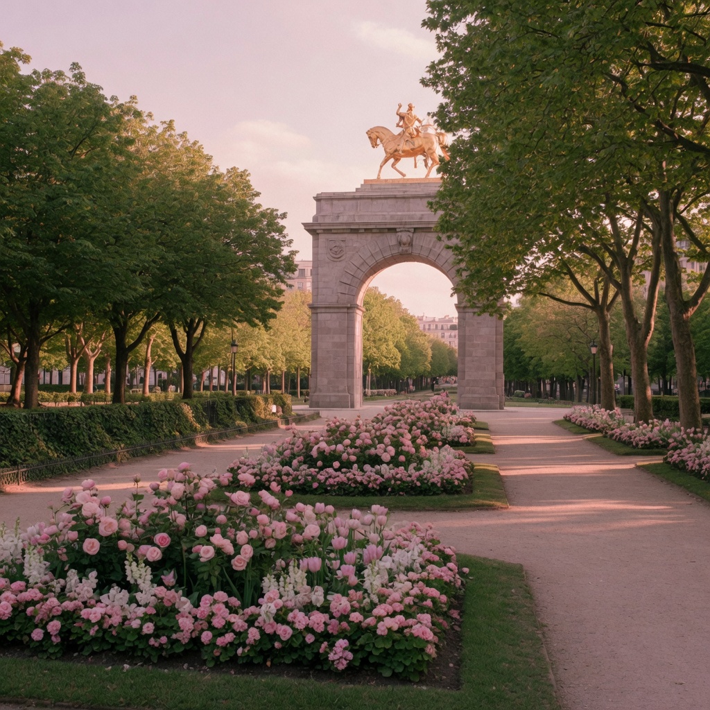 The gilded Strauss monument in Vienna’s Stadtpark at golden hour