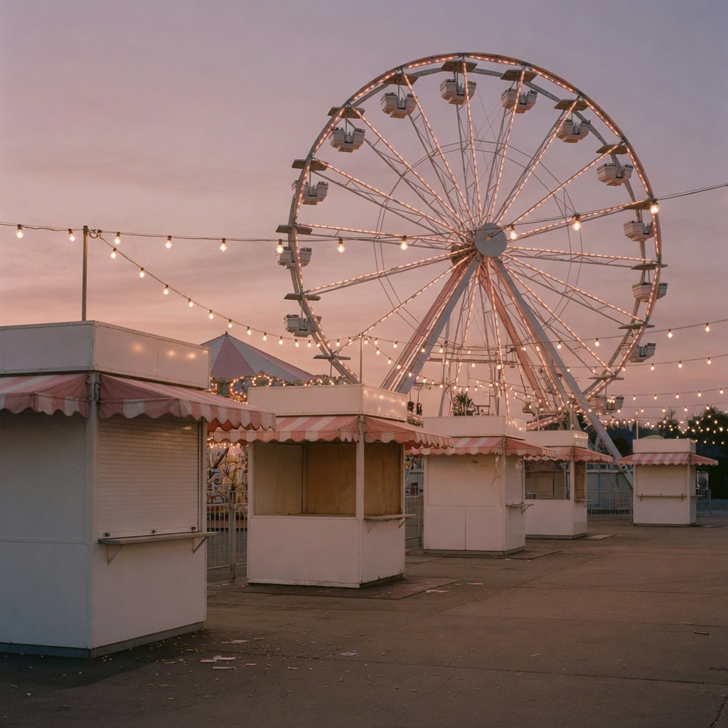 The Riesenrad and evening lights of the Wurstelprater amusement park