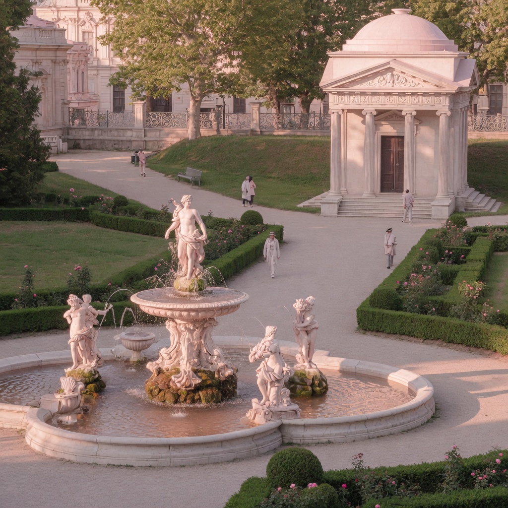 Baroque statues and the fountain of the Saxon Garden in the city centre