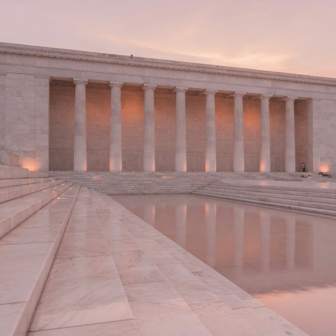 Steps of the Lincoln Memorial at dusk, Washington